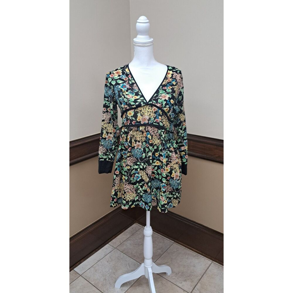 Johnny Was Black Floral Tunic Top | Size Small | Boho Cottage core Peasant core